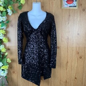 BEBE BLACK SEQUIN DRESS SIZE M